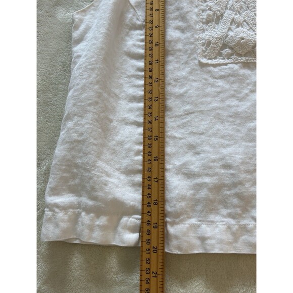 Cut Loose Womens Shirt Small Linen Embroidered Boxy Crochet Split Neck - Picture 6 of 9